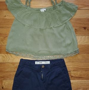 Size 9/10 Peasant shirt w/ shortie shorts combo